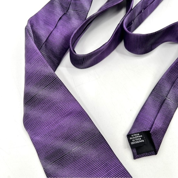 AXIST Men's Purple 3" Stripe Retro 100% Silk Tie - Picture 5 of 9